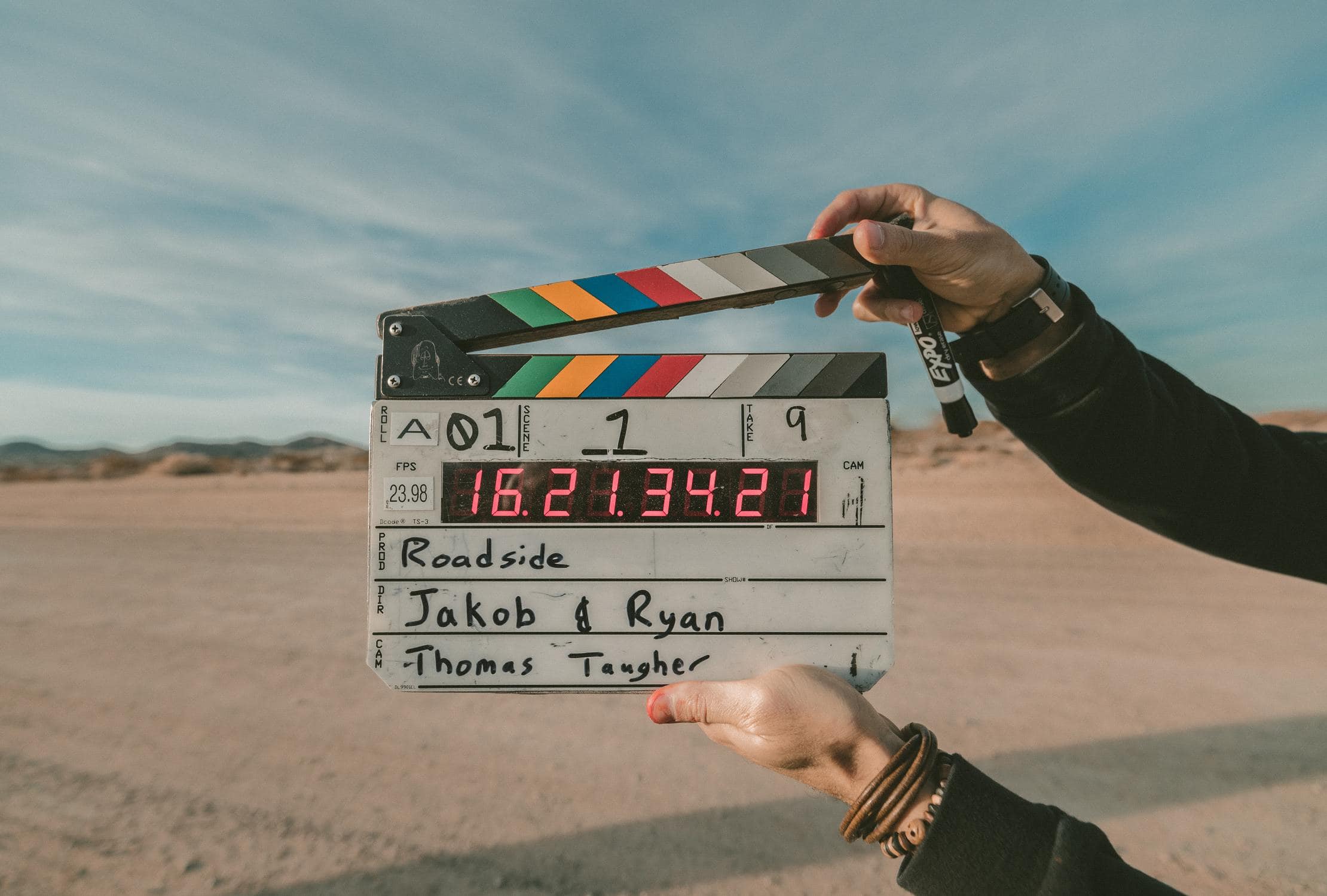Filmklappe in der Wüste