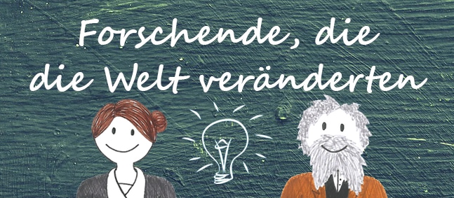 Illustration von Lise Meitner und Dimitri Mendelejew