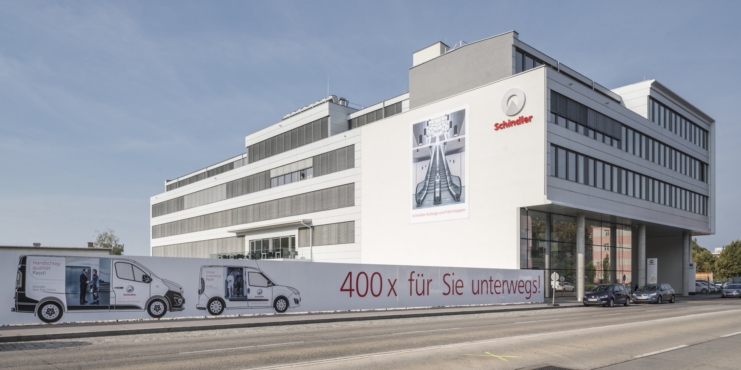 Außenansicht eines Schindler-Gebäudes