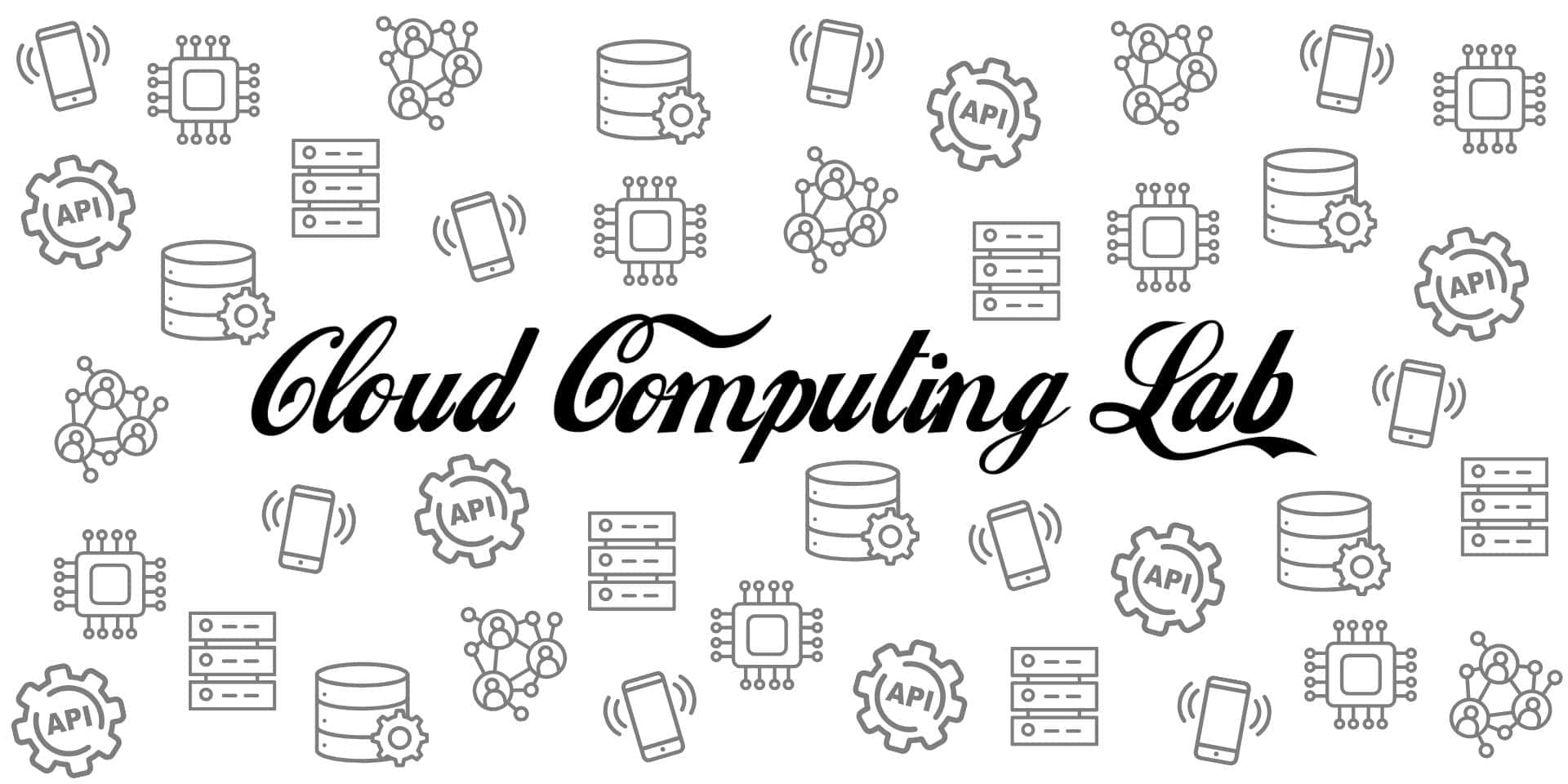 Logo des Cloud Computing Lab mit Symbolen zur Cloud im Hintergrund